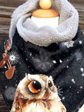 Women's Vintage Winter Owl Print Casual Wrap Scarf