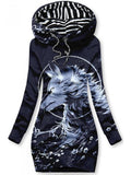 Women's Winter Wolf Print Casual Sports Hoodie