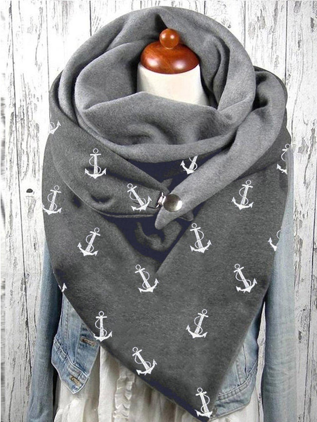 Casual Anchor Pattern Cotton Scarves and Shawls