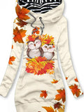 Women's Vintage Maple Fox Art Print Casual Sweatshirt