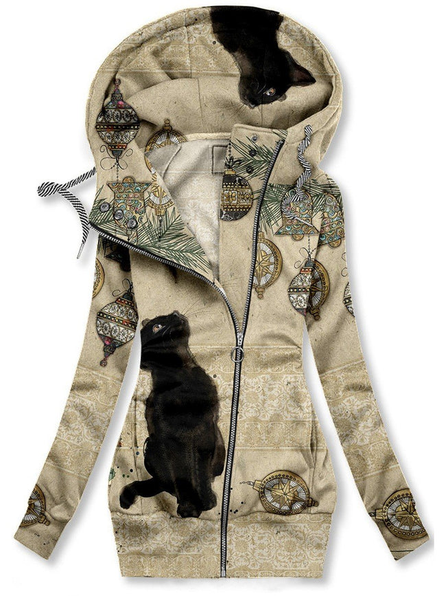 Women's Art Black Cat Casual Sweatjacken