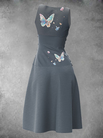 Women's Summer Retro Cat Print Long Dress