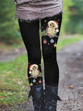 Women's Christmas Owl Print Thermal Leggings