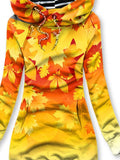 Women's Daily Vintage Maple Leaf Print Casual Hoodie