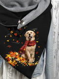 Women's Maple Leaf Cute Pet Dog Simple Print Shawl Scarf