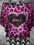 Women's Vintage Leopard Punk Skull Printed Two Piece Top