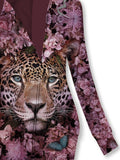 Women's Art Flower Tiger Casual Sweatjacken