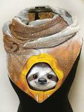 Sloth-print slouchy fleece scarf and shawl