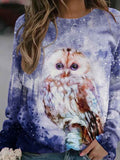 Women's Owl Art Print Sweatshirt