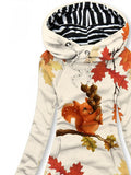 Women's Autumn And Winter Maple Leaves Cute Squirrel Casual Sweatshirt