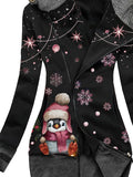 Women's Winter Snowflake Penguin Casual Sweatjacken