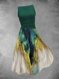 Women's Peacock Feather Gradient Art Dress