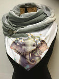 Cute Floral Elephant Art Fleece Casual Scarf