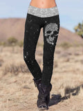 Punk Skull Printed Slim Fit Pants