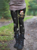 Women's Christmas Owl Printed Casual Tight Leggings