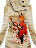 Vintage Fox Art Casual Print Sweatshirt