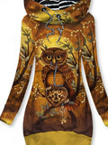 Women's Winter Owl Art Print Casual Sweatshirt