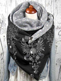 Shiny Floral Skull Printed Triangle Scarf