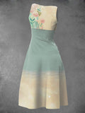 Women's Summer Vintage Sea Otter Print Long Dress