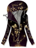 Women's Winter Butterfly Art Print Casual Track Jacket