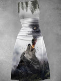 Women's Wolf Forest Art Design Maxi Dress