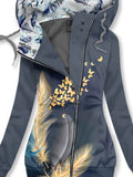 Women's Feather Art Print Sweatjacke