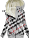 Women's Winter Houndstooth Print Casual Track Jacket