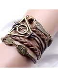 Deathly Hallows Vintage Leather Strap Bracelet Various Owl Wing Bracelets Snitch