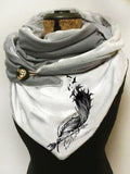 Women's Feather Pattern Scarf and Shawl