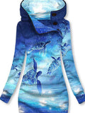 Winter Ocean Turtle Art Print Sweatshirt Dress