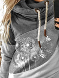 Women's Dandelion Pattern Colorblock Casual Hoodie