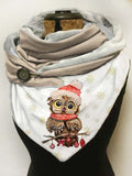 Owl-print slouchy fleece scarf and shawl