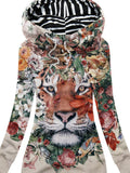 Women's Art Floral Tiger Casual Sweatshirt