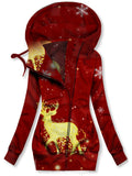 Women's Christmas Elk Art Cardigan Casual Sweatshirt