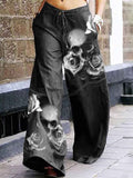 Women's Vintage Punk Skulls Printed Baggy Pants