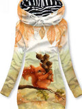 Women's Squirrel Art Print Sweatjacke