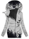 Women's Forest Deer Art Print Casual Sweatjacken