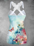 Women's Vintage Butterfly Art Print Art Tank Top