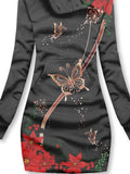 Women's Christmas Floral Butterfly Art Casual Sweatshirt