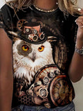 Woman's Vintage Animal Owl Casual T-shirt