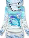 Women's Ocean Dolphin Art Pattern Hooded Sweatjacke