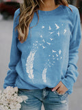 Women's Feather Print Casual Sweatshirt