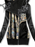 Women's Art Owl Print Casual Track Jacket