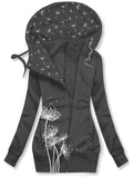 Women's Shiny Dandelion Art Print Casual Sweatjacken