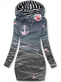 Women's Flower And Anchor Art Print Sweatjacke