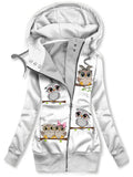 Women's Winter Owl Art Print Casual Track Jacket