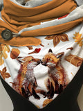 Autumn And Winter Cute Watercolor Fox Kiss Art Animal Print Plush Shawl Scarf