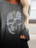 Women's Gradient Skull Casual Top