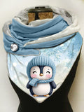 Penguin-print slouchy fleece scarf and shawl