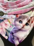 Sakura Cat Casual Print Scarf